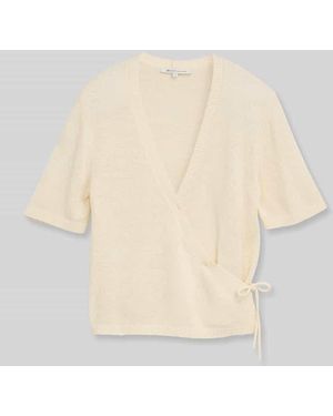 Tom Tailor Regular Fit Strickjacke mit Bindeband - Natur