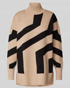 Apricot Oversized Gebreide Pullover Met Opstaande Kraag - Zwart