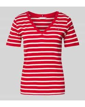 Tommy Hilfiger Slim Fit T-Shirt Met V-Hals, Model 'Cody' - Rood
