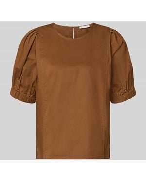 Fynch-Hatton Regular Fit Bluse mit Puffärmeln Modell 'SOLID' - Braun
