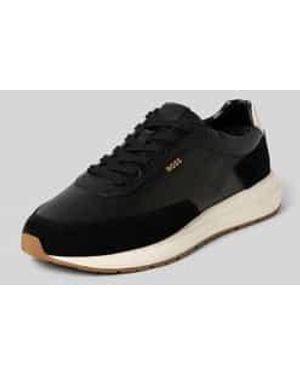 BOSS Lage Sneakers Van Echt Leer, Model 'Vinston' - Zwart