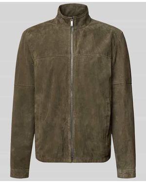 Strellson Regular Fit Lederjacke aus echtem Ziegenvelours Modell 'JIMMY-S' - Grün