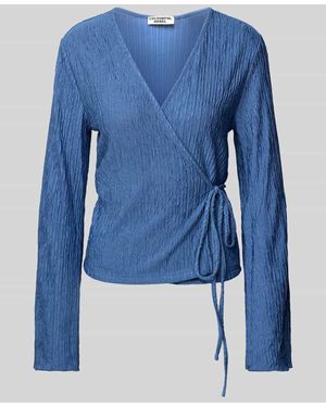 Colourful Rebel Regular Fit Wickelbluse mit V-Ausschnitt Modell 'Winona' - Blau