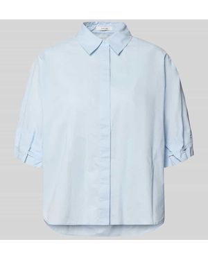 Opus Relaxed Fit Bluse mit verdeckter Knopfleiste Modell 'Finoa' - Blau