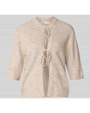 ONLY Regular Fit Strickjacke mit Schnürung Modell 'SIMONI' - Natur