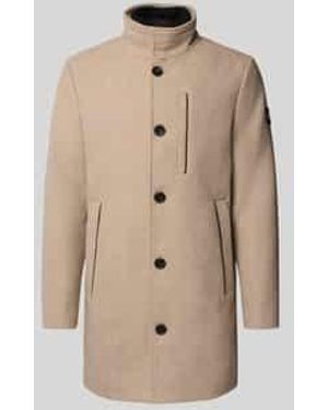 Tom Tailor Regular Fit Lange Wollen Jas Met Opstaande Kraag - Naturel