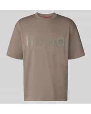 HUGO Relaxed Fit T-Shirt Van Puur Katoen Model 'Dinkee' - Grijs