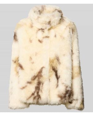 Zero Regular Fit Jacke aus Kunstfell mit Stehkragen - Natur