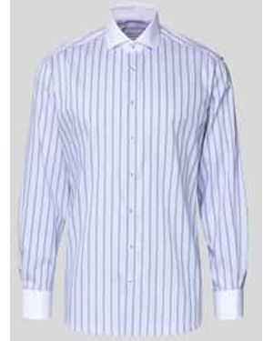 Eterna Modern Fit Zakelijk Overhemd Met Haaikraag - Blauw