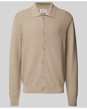 JAKE*S STUDIO MEN Cardigan Aus Viskose Mit Strukturmuster - Natur