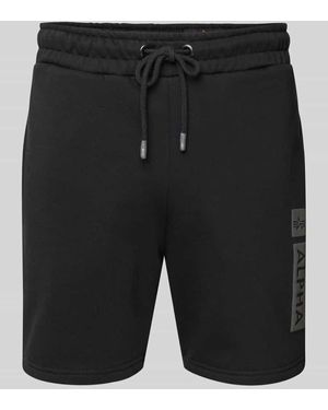 Alpha Industries Sweatshorts mit elastischem Bund und Tunnelzug - Schwarz
