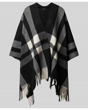 Opus Poncho mit Fransen Modell 'Atano' - Schwarz