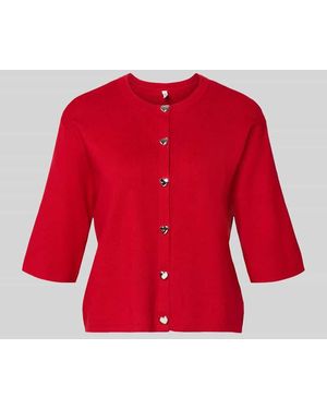 ONLY Regular Fit Strickjacke aus Viskose-MIx Modell 'MAISIE' - Rot