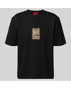 HUGO Regular Fit T-Shirt Van Puur Katoen Model 'Dobul' - Zwart