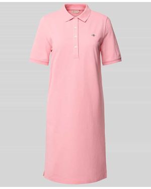 GANT Knielanges Polokleid mit Logo-Stitching - Pink