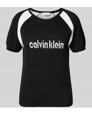 Calvin Klein Strickshirt mit Label und Rundhalsausschnitt - Schwarz