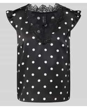 Marc Cain Blousetop Met V-hals En Kant - Zwart
