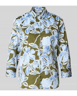 Eterna Bluse mit Hemdblusenkragen und 3/4-Arm - Blau