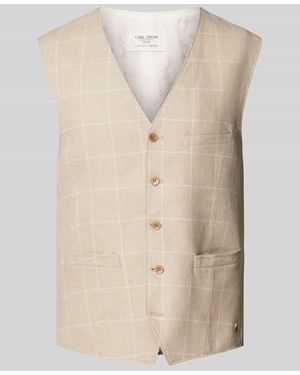 Carl Gross Regular Fit Anzugweste aus hochwertigem Leinen-Mix Modell 'WILSON' - Natur