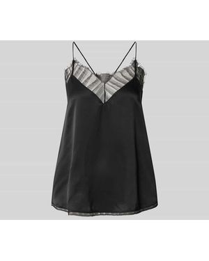 IRO Top mit Spitzenbesatz - Schwarz