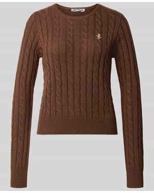 Review Slim Fit Pullover aus Baumwoll-Mix - Braun