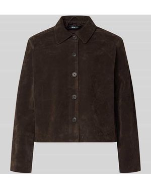 Gina Tricot Jacke in Leder-Optik mit Kentkragen Modell 'Trine' - Schwarz
