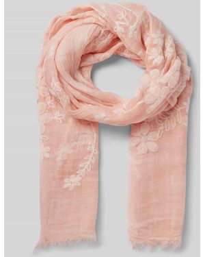 Fraas Tuch mit flroalem Stitching und Fransen - Pink