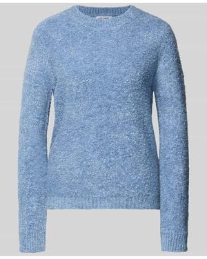 MORE&MORE Strickpullover mit Rundhalsausschnitt - Blau