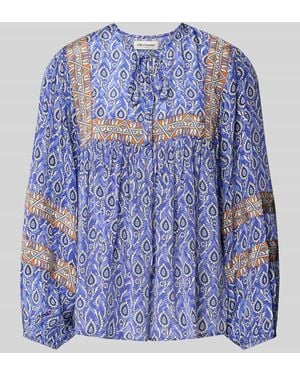 Lolly's Laundry Relaxed Fit Bluse aus Viskose mit Schnürung Modell 'Teel' - Blau