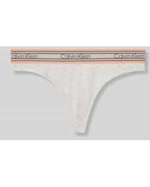 Calvin Klein String Van Katoenmix Met Logo - Wit