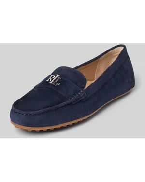Ralph Lauren Lederslipper mit Label-Applikation Modell 'BARNSBURY' - Blau