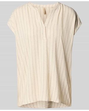 Soya Concept Regular Fit Blusenshirt mit V-Ausschnitt Modell 'POULA' - Natur