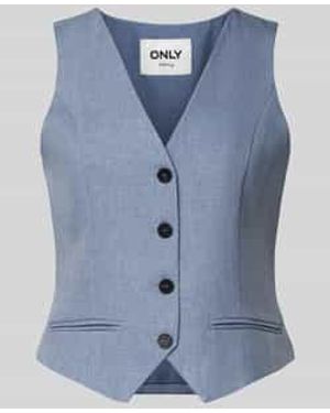 ONLY Regular Fit Gilet Met Enkelrijige Knoopsluiting Model 'Linda' - Blauw