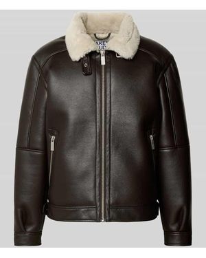 JAKE*S STUDIO MEN Regular Fit Jacke mit Kunstfellkragen - Schwarz