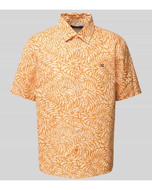 Napapijri Slim Fit Freizeithemd mit Logo-Stitching - Orange