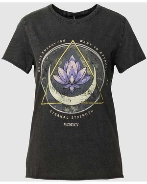 ONLY Regular Fit T-Shirt aus reiner Baumwolle mit Motiv-Print Modell 'LUCY LIFE' - Schwarz