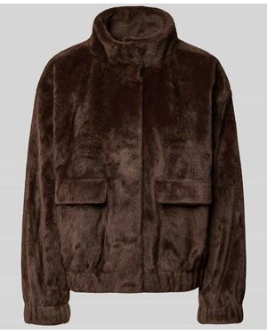 Zero Regular Fit Teddyjacke mit Pattentaschen - Braun
