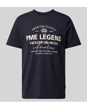 PME LEGEND T-shirt Met Labelprint - Blauw
