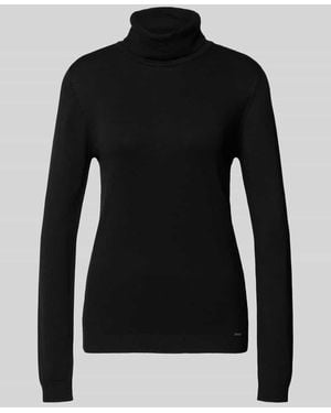 MORE&MORE Rollkragenpullover mit Label-Detail - Schwarz