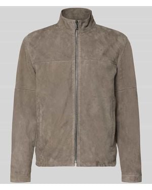 Strellson Regular Fit Lederjacke aus echtem Ziegenvelours Modell 'JIMMY-S' - Braun