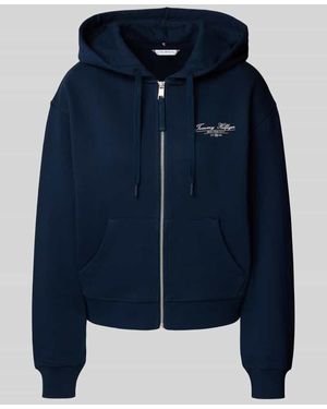 Tommy Hilfiger Regular Fit Sweatjacke aus reiner Baumwolle - Blau