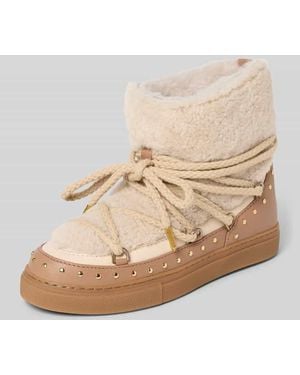 Inuikii Snow Boots aus Leder mit Teddyfell Modell 'CURLY ROCK' - Natur