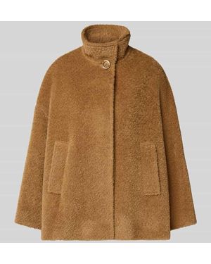 ICONS Cinzia Rocca Jacke aus Schurwoll-Alpaka-Mix mit Stehkragen - Braun