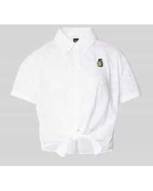 Marc Cain Korte Blouse Met Broderie Anglaise En Knoopdetail - Wit