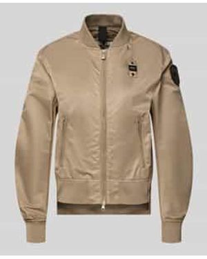 Blauer Usa Bomberjack Met Ritszakken Model 'Laurie' - Naturel