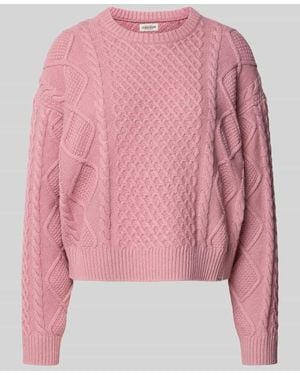 Guess Strickpullover mit Strukturmuster und Rundhalsausschnitt - Pink