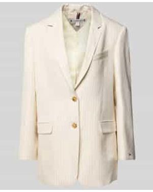 Tommy Hilfiger Relaxed-fit Blazer Van Een Mix Van Viscose En Linnen - Naturel