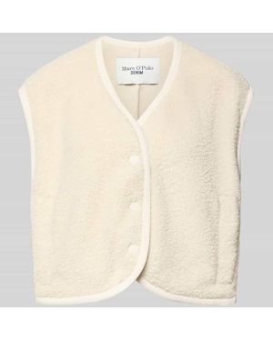 Marc O' Polo Boxy Fit Teddyfell-Weste mit Druckknopfleiste - Natur