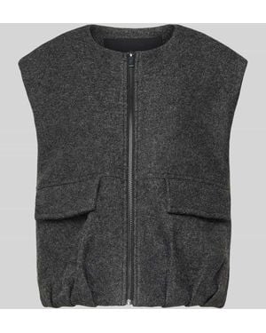 Opus Regular Fit Weste aus Viskose-Woll-Mix Modell 'Womaya' - Schwarz