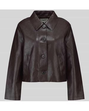 S.oliver Regular Fit Kunstlederjacke mit Umlegekragen - Schwarz